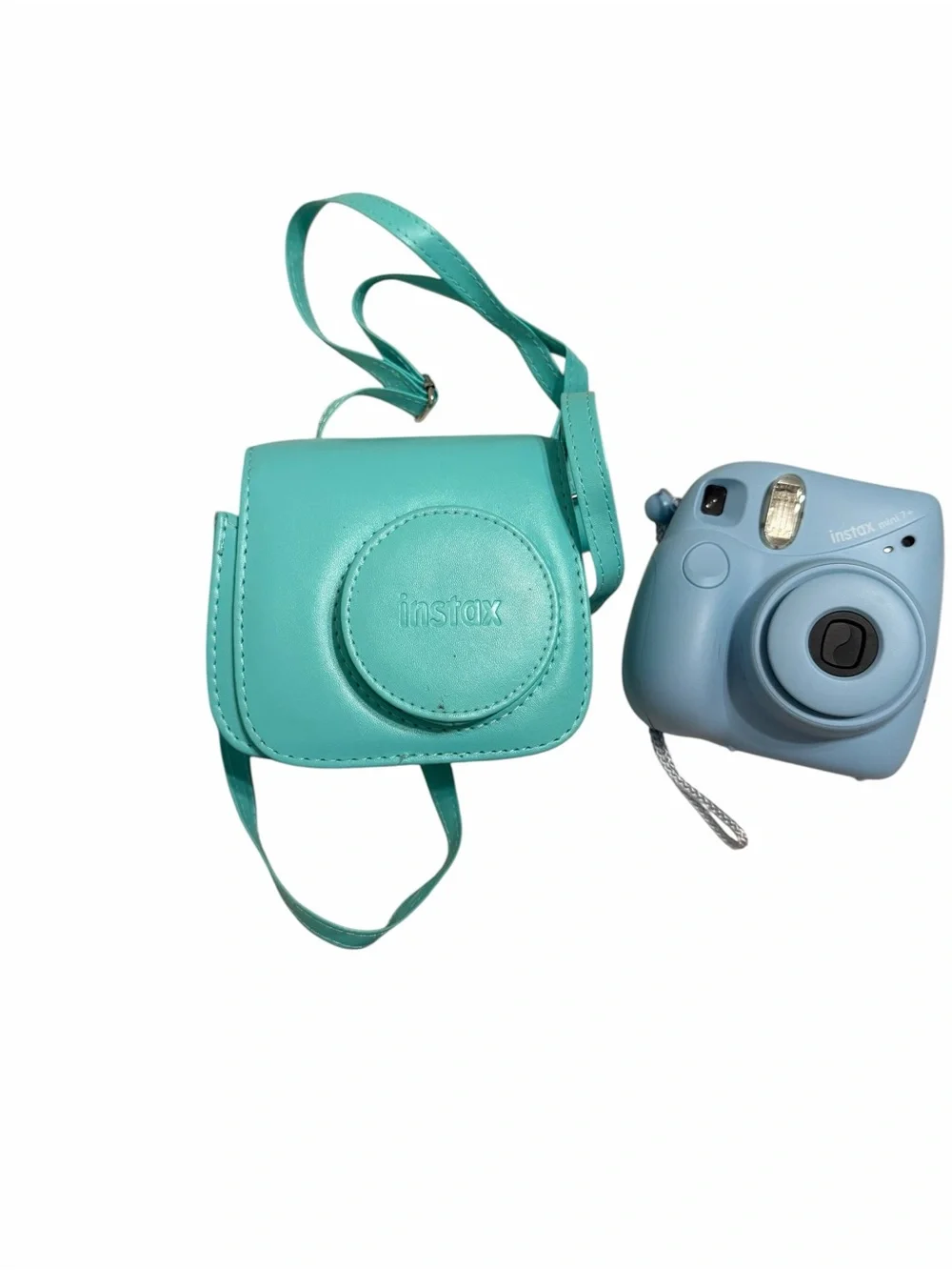 Fujifilm Instax Mini in Light Blue with Teal Carrying Case